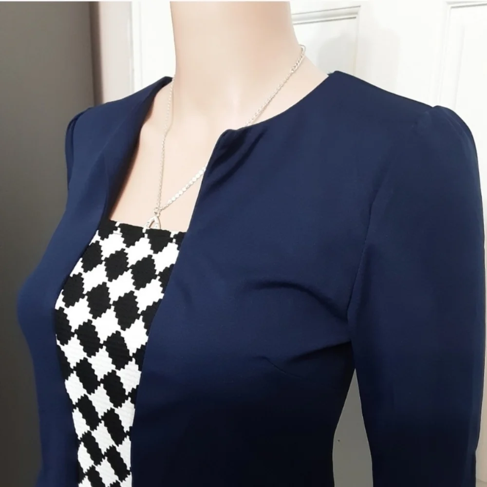 Houndstooth Formal Dress With Jacket - Picture 5 of 15